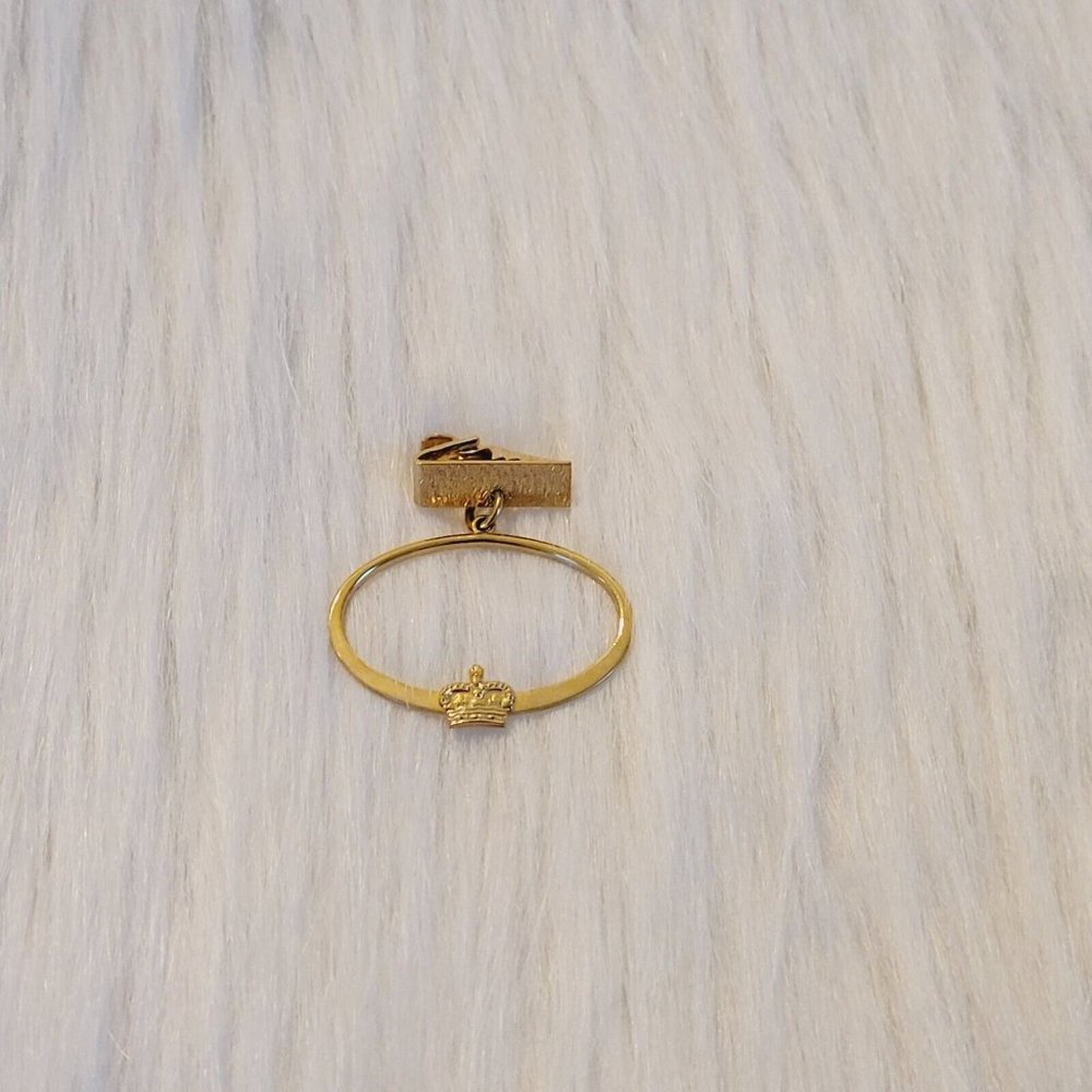 Vintage Royal Crown‎ Tie Clip Pat Pend Gold Tone Metal UK Court Regal 15438 - Picture 3 of 6